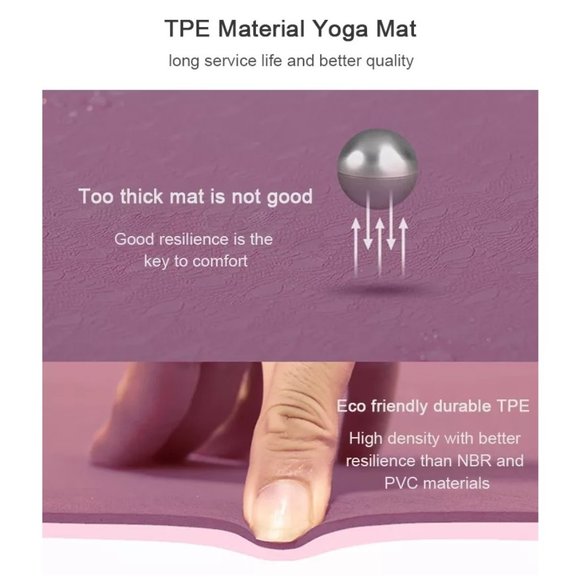 Premium TPE Yoga Mat 72" x 24" 6mm Thick Non Slip Durable Eco Friendly mat - Picture 5 of 8